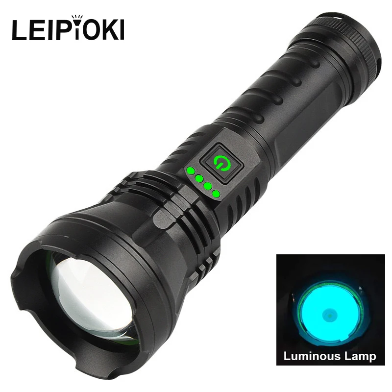 

High Power LED Flashlight with 30W White Laser Wick Long Shot Zoom Waterproof Tactical Torch Luminous Rechargeable Lantern