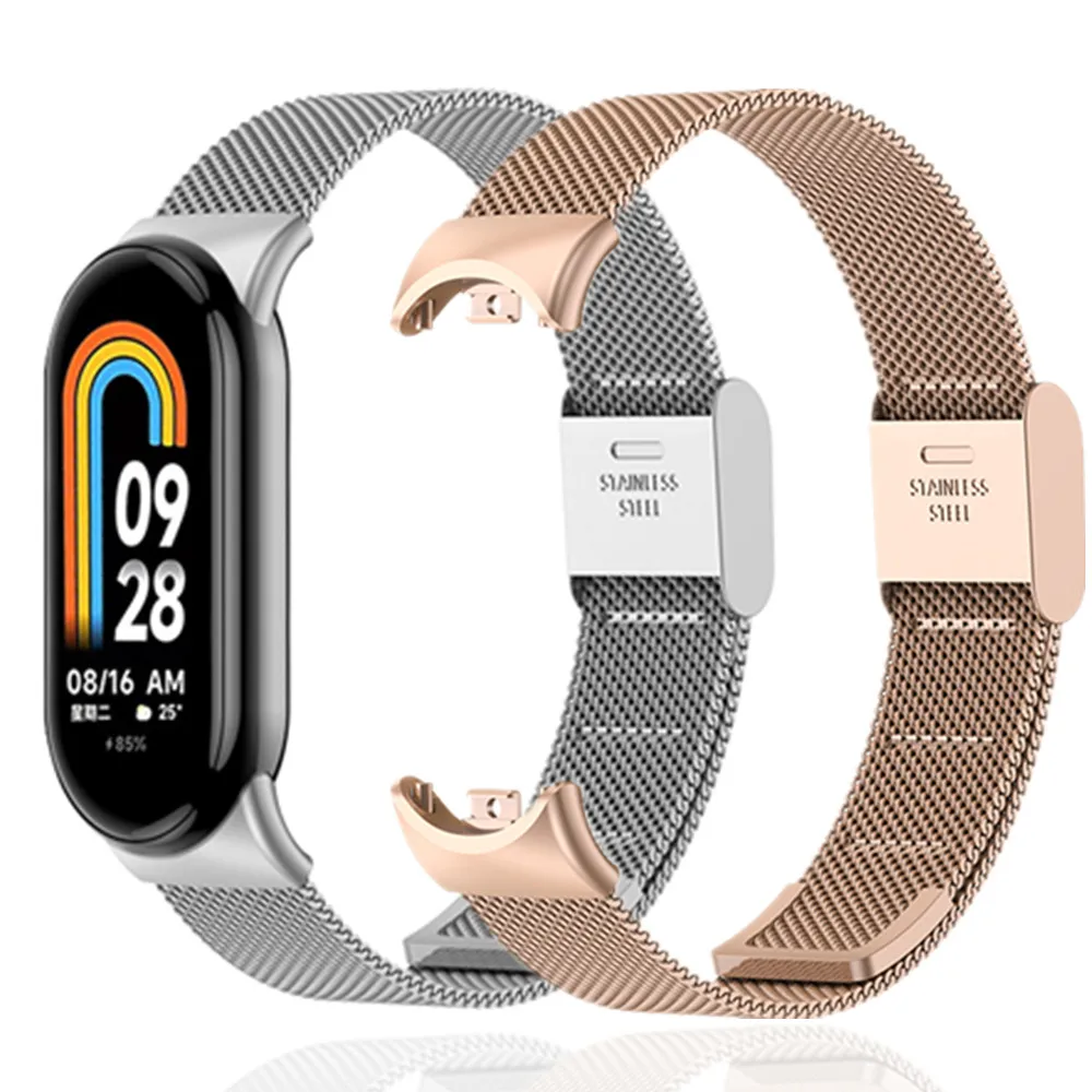 Milanese Loop Metall-Mesh-Armband für Xiaomi Mi Band 8 9, NFC, modisches Smartwatch-Armband für Miband 8 Correa, Ersatzarmband