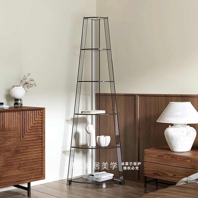 X36 Simple Modern Acrylic Triangular Ladder Shelf, Living Room Floor Storage Display Rack