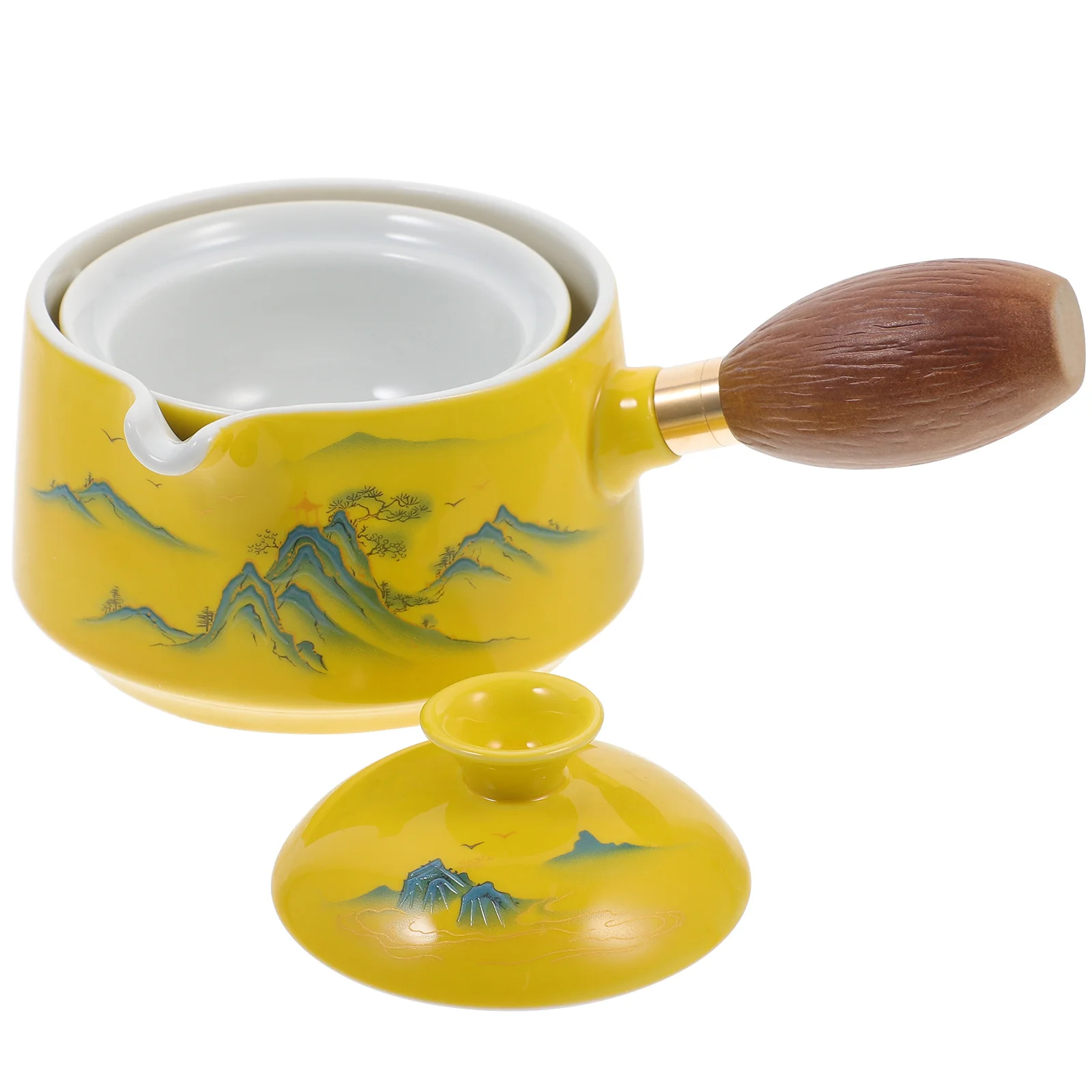 

Side Pot Teapot Single Ceramic Filter Kettle 360 Degree Rotation Decorative Small Rotating