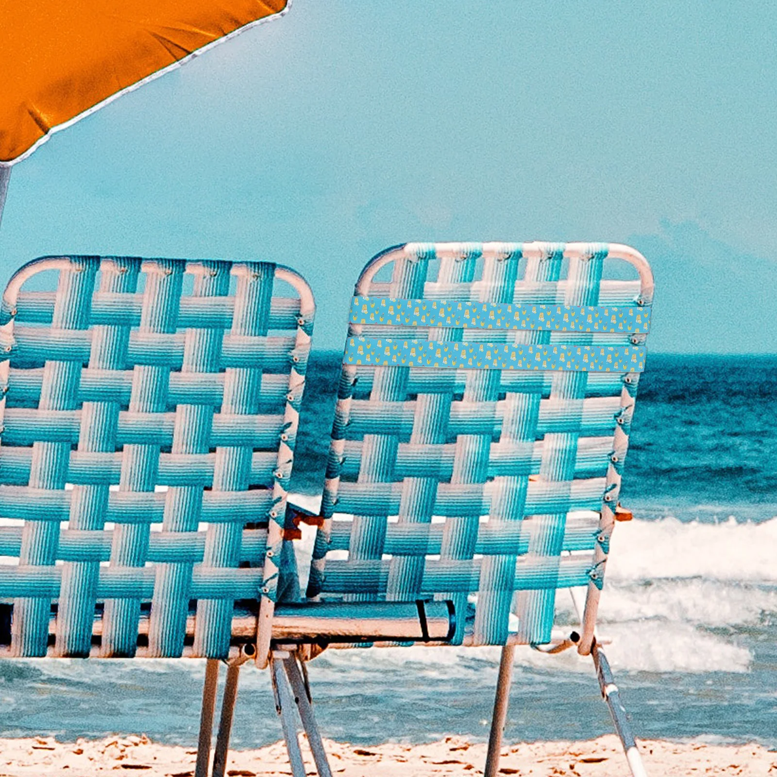

2Pcs Towel Fixing Bands for Beach Chairs Silicone Elastic Straps Cruise Pool Outdoor Use Simple Elegant Print Design