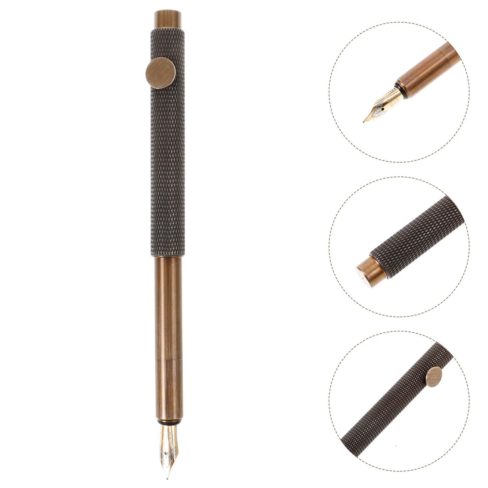 

Vintage Fountain Brass Portable Writing For Office School Calligraphy Fine Tip Sign Pen Business Stationery Refillable Smooth