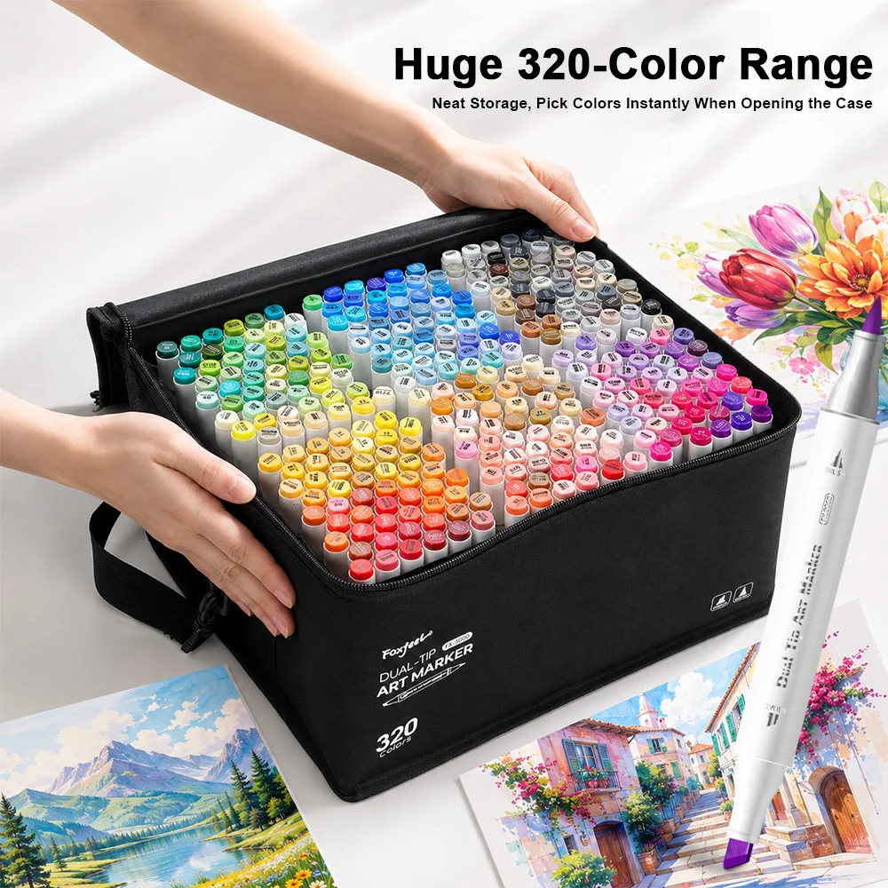 320 Colors Alcohol Drawing Markers Dual Tip Permanent Art Sketch Markers for Illustration School Supplied