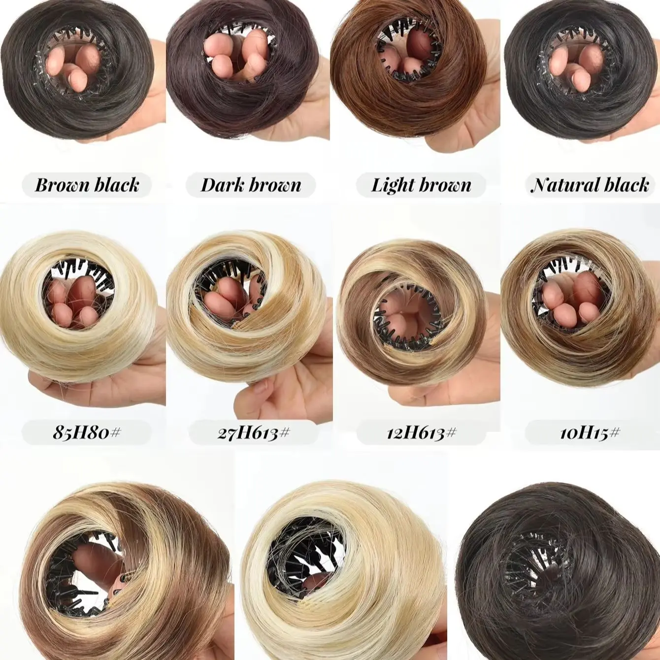 Synthetic Mini Claw Clip in Messy Hair Bun Donut Updo Hairpieces for Women Girls Curly Chignon Bird's Nest Shaped Retractable
