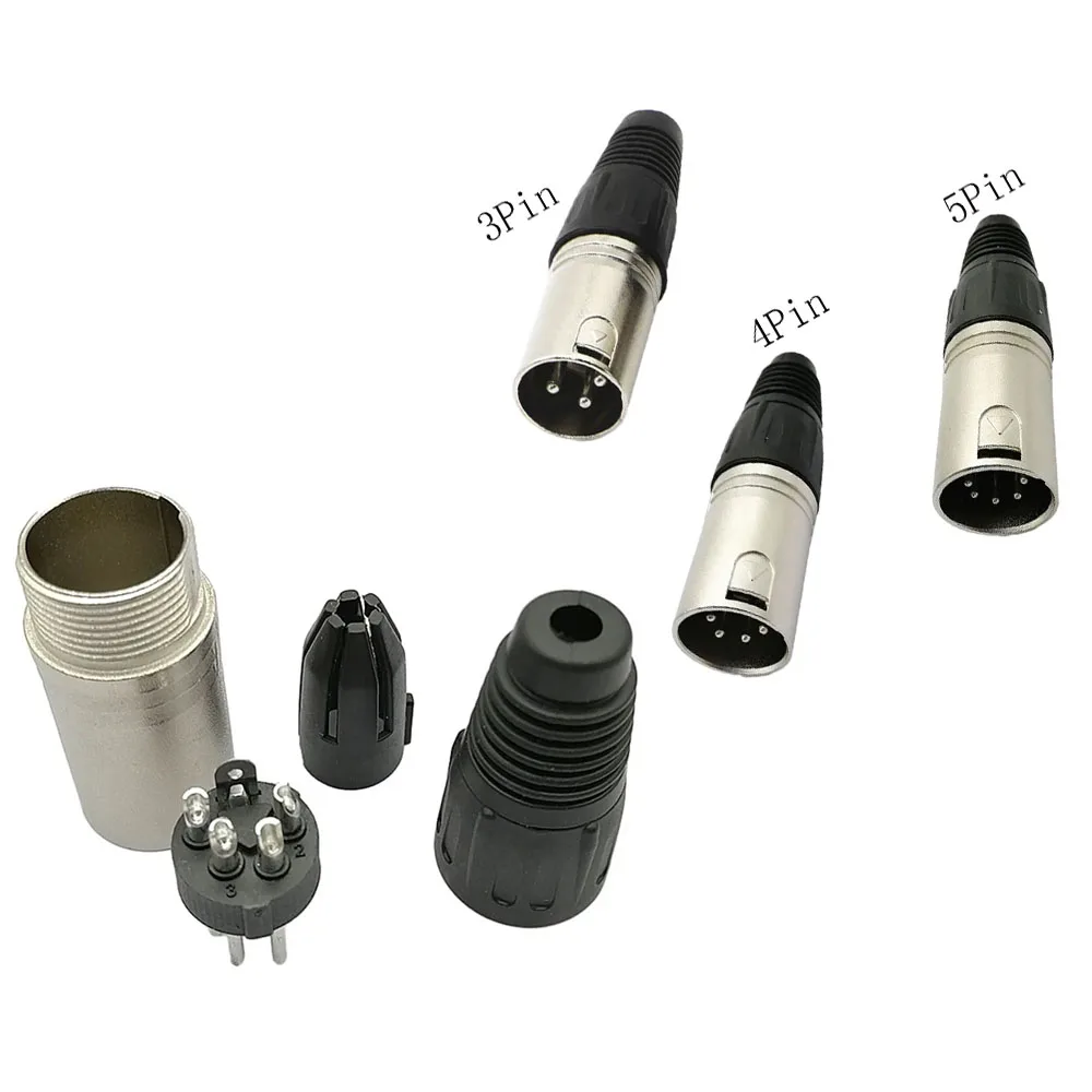 Mini XLR Aviation Connector 3Pin/4Pin/5Pin Male Socket Zinc Alloy and Copper Pins for MIC Microphone Audio Video Connecting