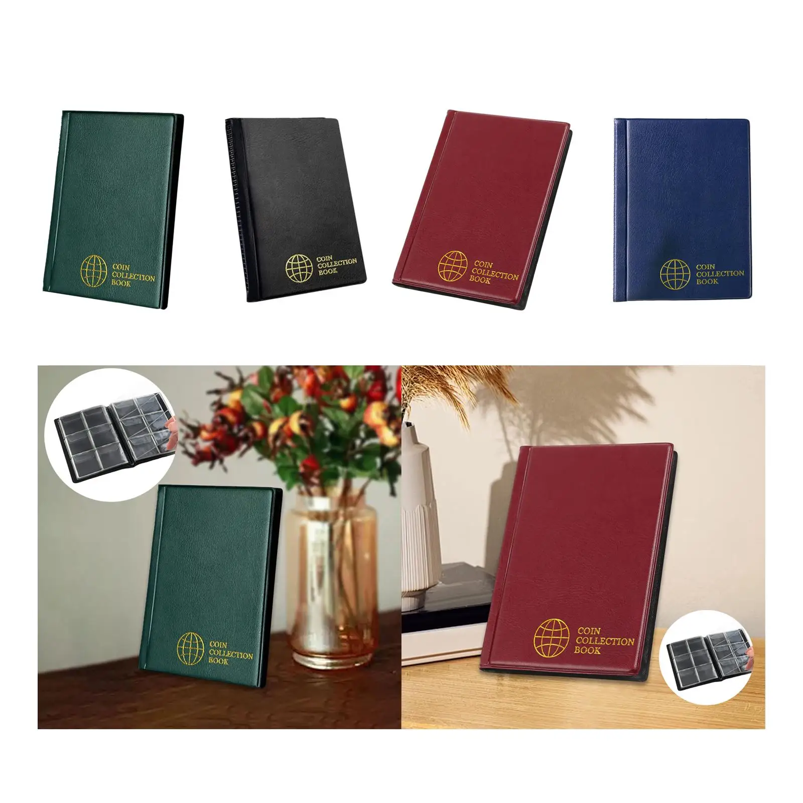 

Coin Collection Album Currency Supplies Case 60 Pockets Money Penny Pocket Storage Book for Collectors Bill Coin Quarters Stamp