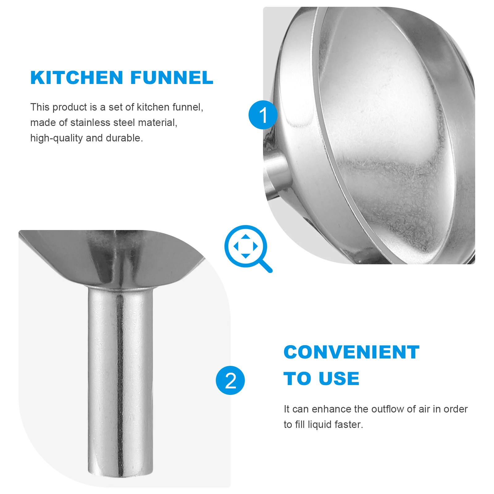 

2pcs Stainless Steel Oil Transferring Wine Dispensing Kitchen Cooking Tool Liquid Soy Sauce Filler Home Use For Daily