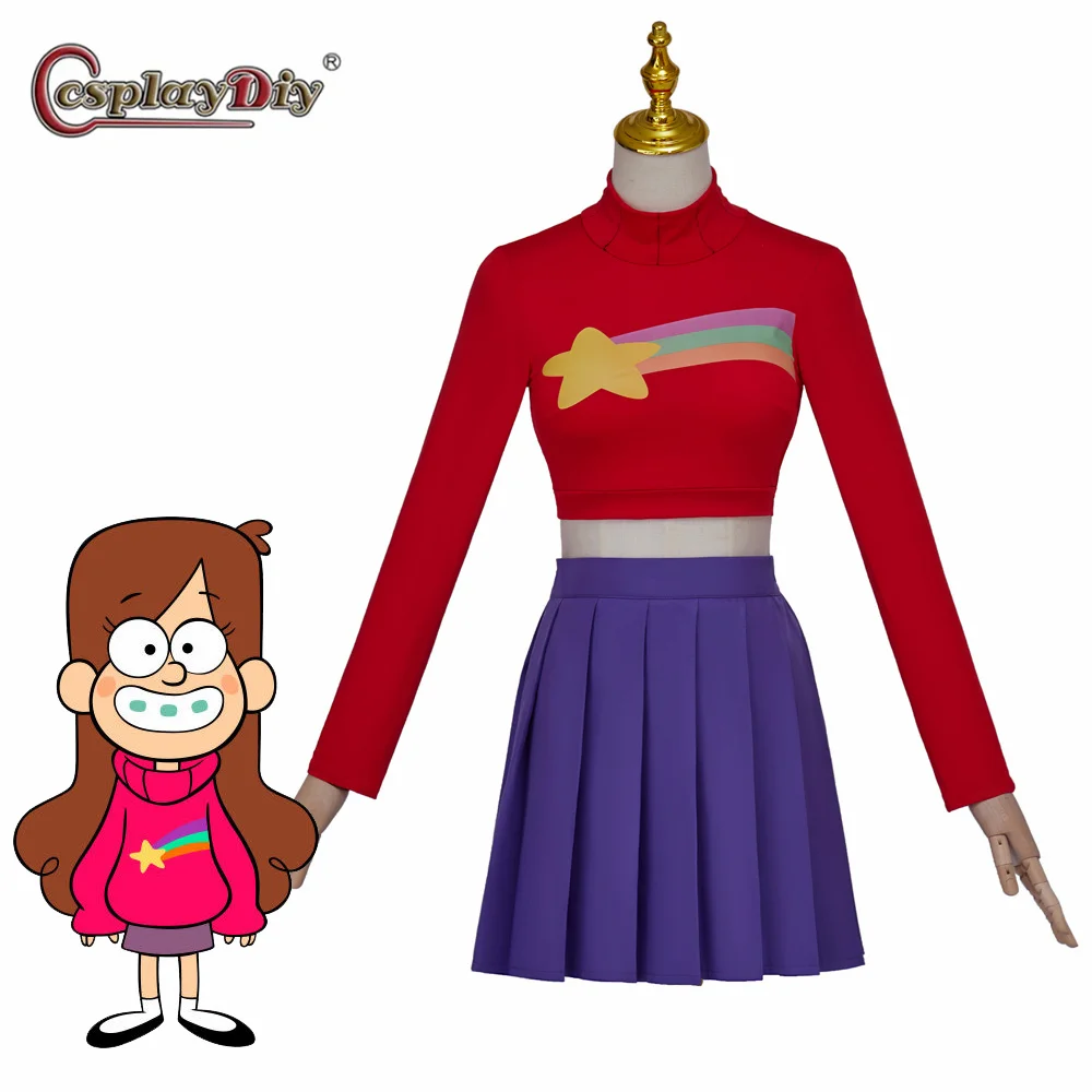 Disfraz de Cosplay de Anime Mabel Pines, faldas superiores de arcoíris para mujer, traje informal de Halloween