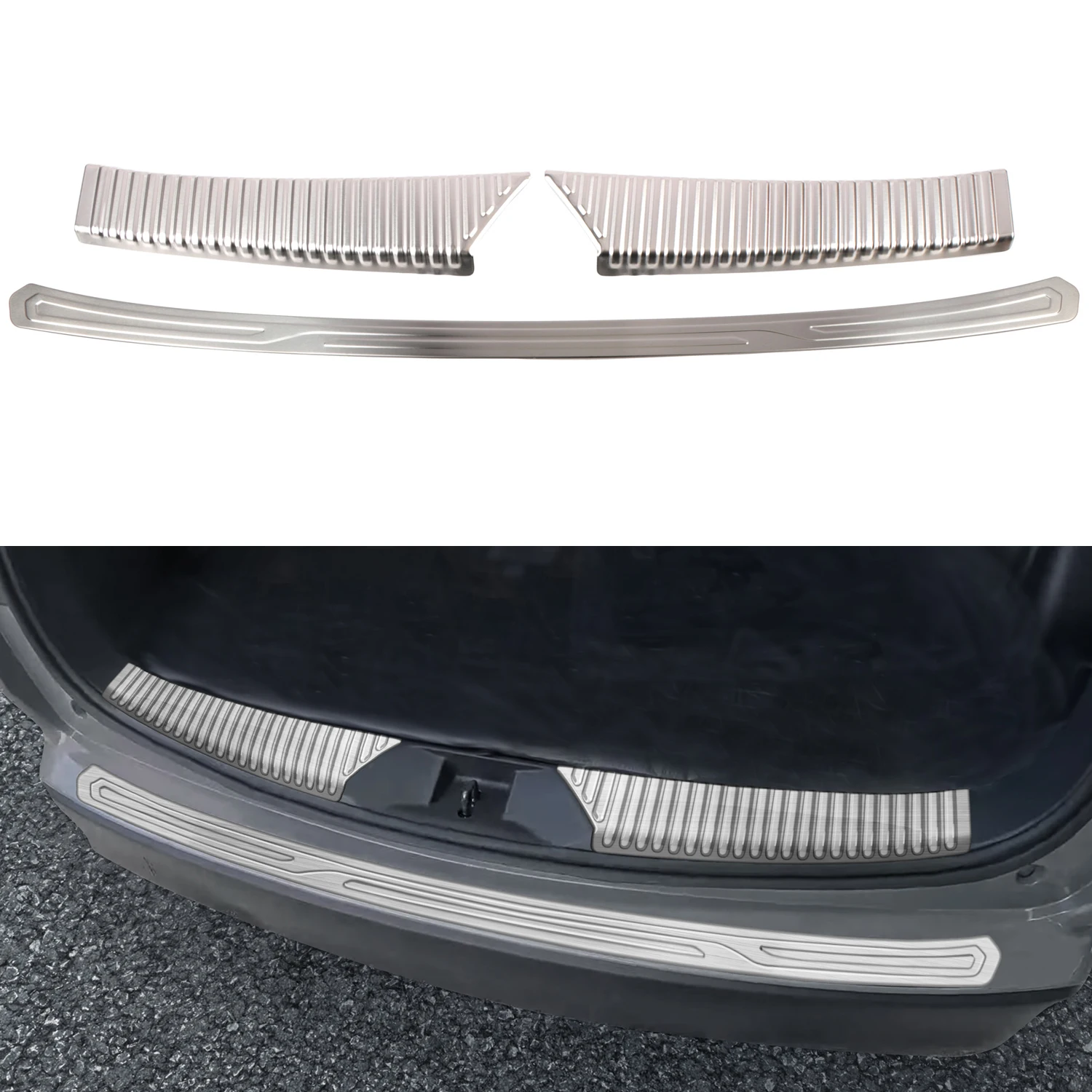 

For Subaru Forester 2025 Steel Rear Trunk Inner & Outer Bumper Guard Sill Plate Protector Cover 2pcs