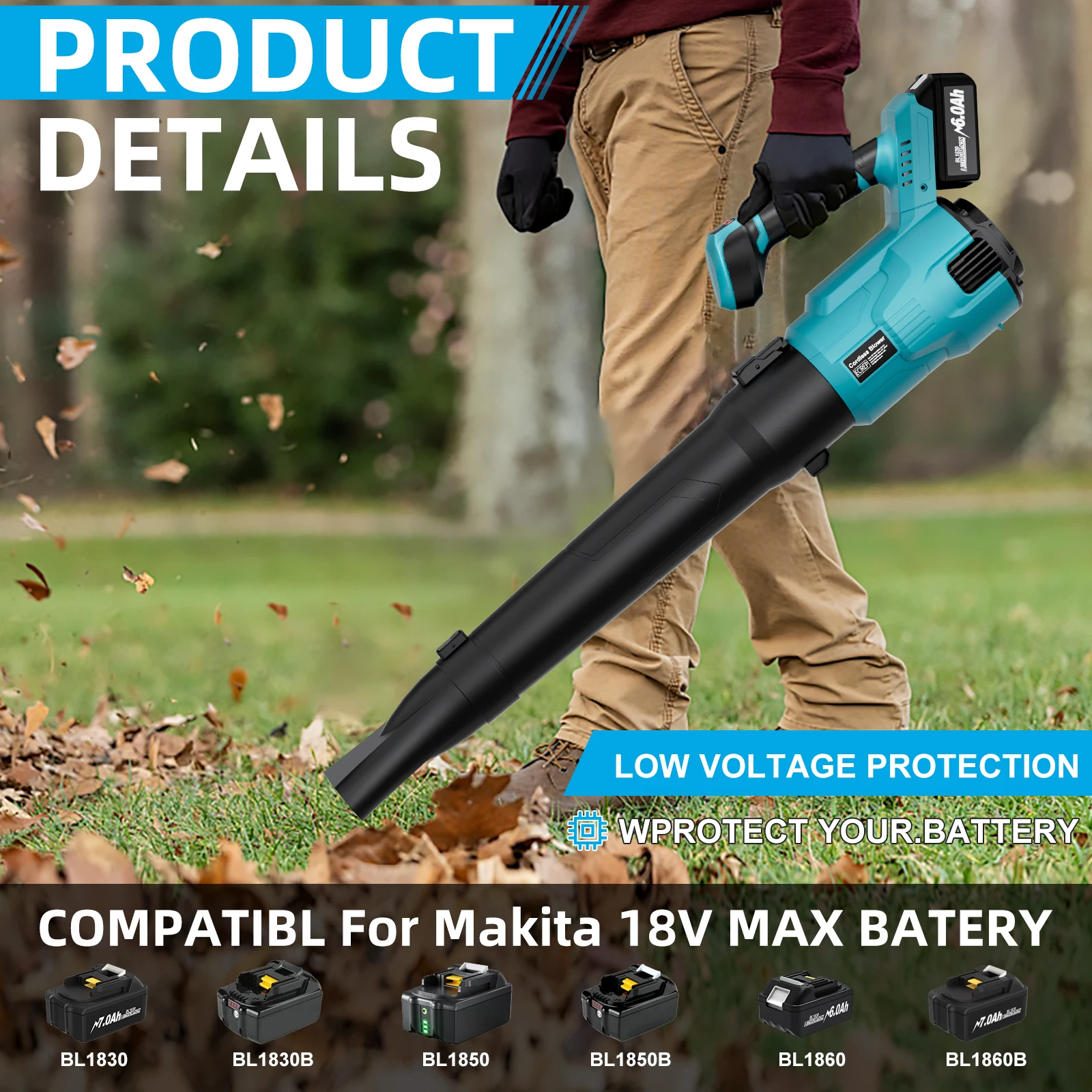 Cordless Electric Air Blower For Makita For DEWALT 18V Battery Handheld Efficient Leaf Snow Dust Blowing Cleaning Power Tool