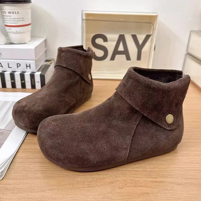 

Ankle Snow Boots Women's Flats Warm Cotton Shoes 2025 Fashion Casual Snow Boots New Brand Comfort Warm Short Plush Ladies Boots