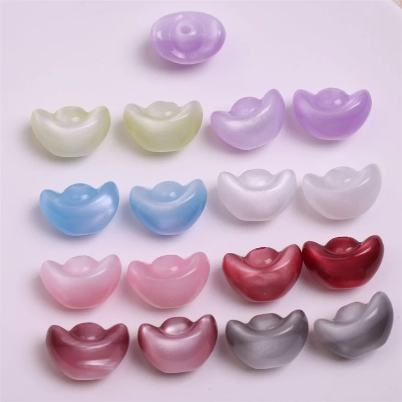 

New arrived 50pcs/lot color print cartoon ingot shape resin straight hole beads diy jewelry garment hair accessory