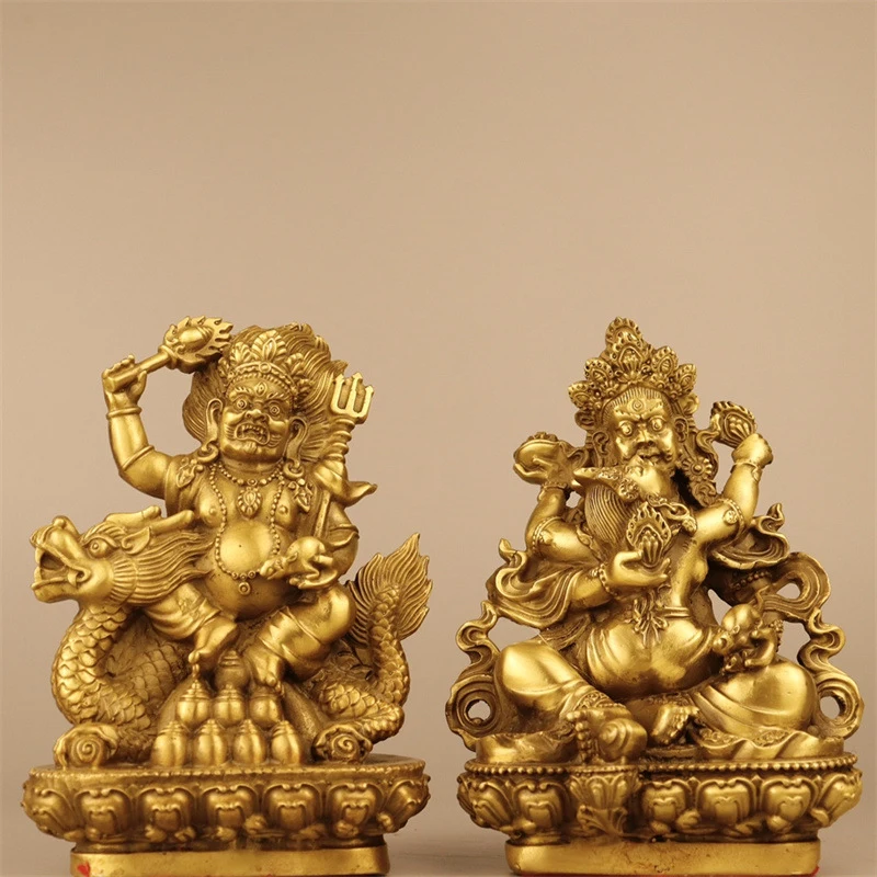 Brass Tantric Figurine, Yellow Wealth God Buddha Statue, Home Living Room Decoration, Opening Gift, Bronze