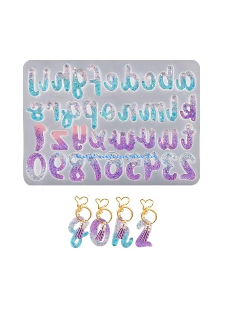 E56A Silicone Alphabets Resin Molds Lowercase Letter Number Casting Mold Jewelry Tool