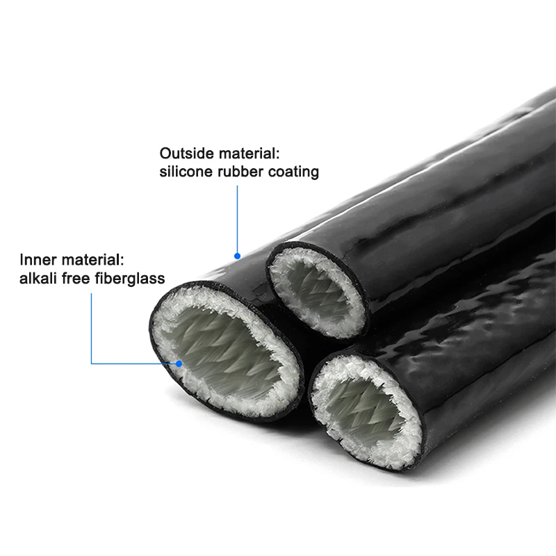 2/5m Fiberglass Sleeve Silicone Resin Coated Glass Fiber Braided 4 6 8 10 12 15 20 25 30mm High Temperature Resistant Tube
