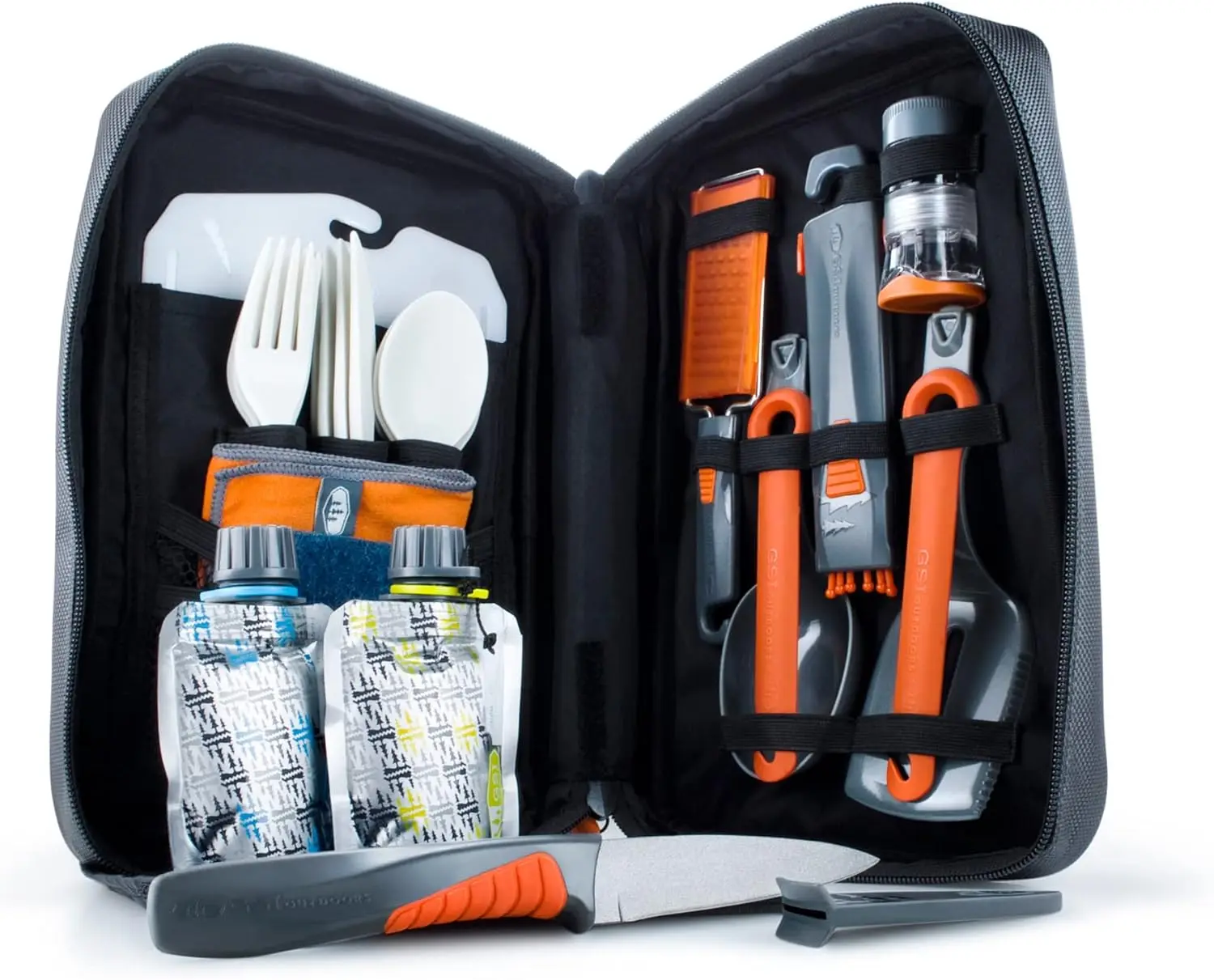 

24-Piece Camp Kitchen Set with Cutlery, Utensils, Spice Shakers & Travel Case for Outdoor Cooking, Camping, RV