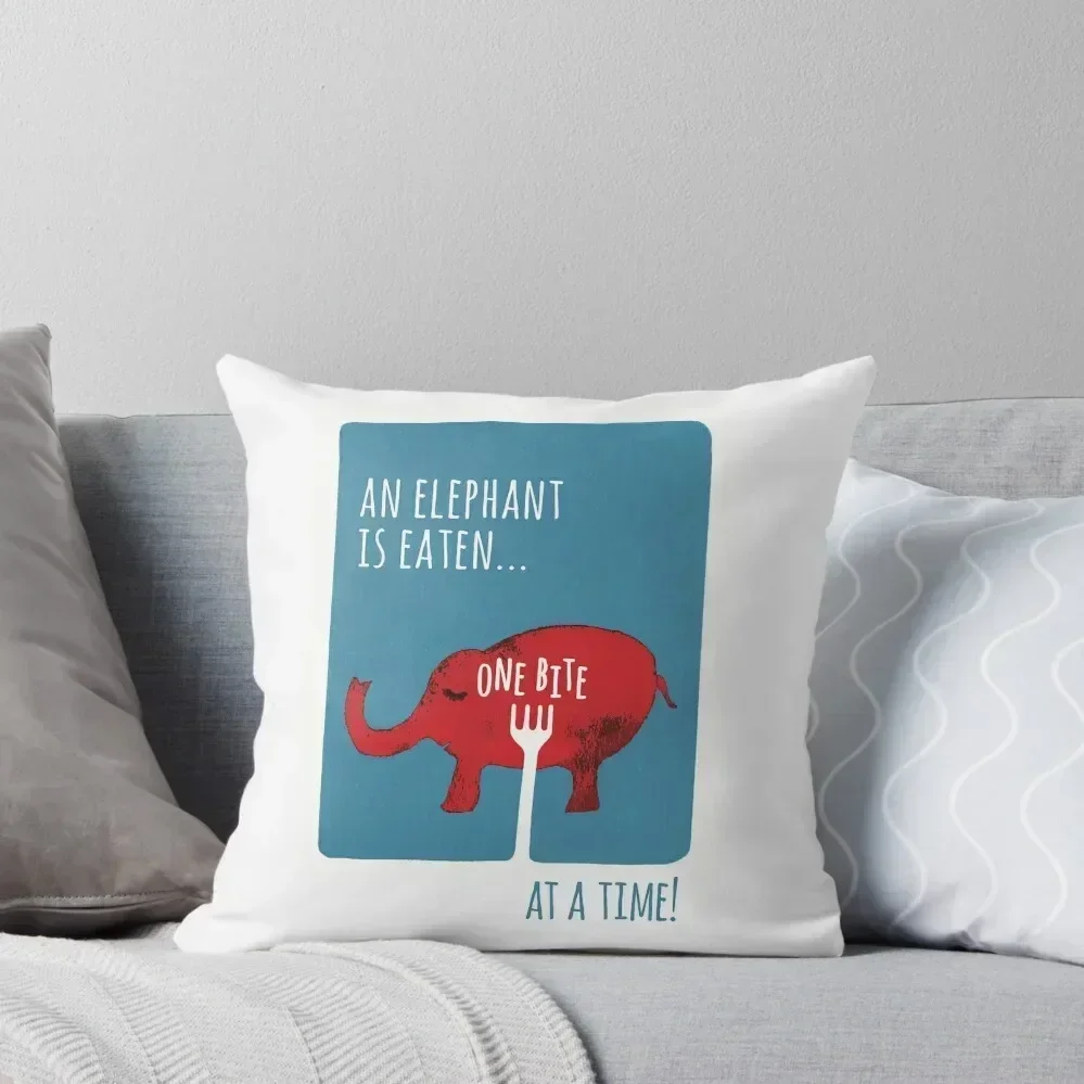 

You Eat an Elephant One Bite at a Time' Illustration Throw Pillow Anime Cushion Cover pillow