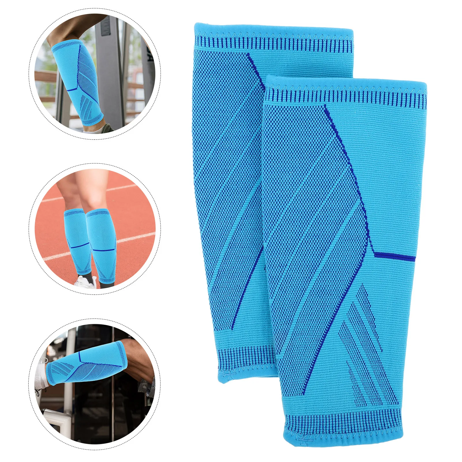 

2pcs Sports Leggings Compression Calf Sleeves for Men Women Football Blue Polyester Shock Absorption Breathable Design