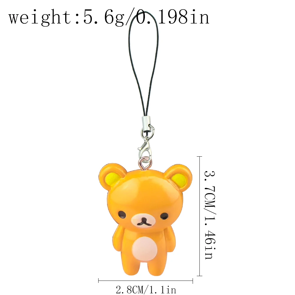 Kawaii Rilakkuma Easy Bear Keyrings Lazybear Doll Keychains Bag Clothing Puller Phone Rope Necklace Accessories Pendants Gift