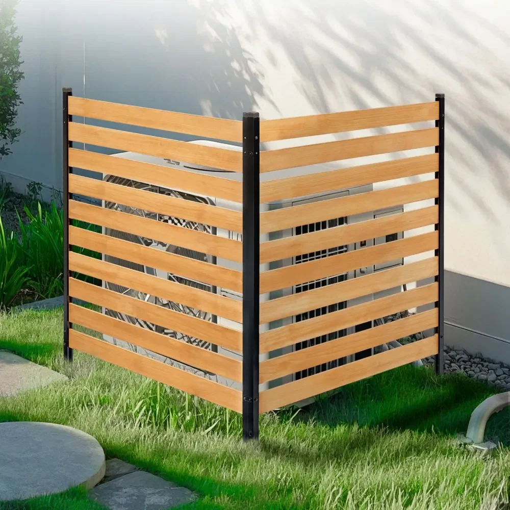 

Privacy Fence, 38 W X 42 L, 2Panel Slatted Air Conditioner Fence Screen, Pool Equipment Enclosure With Metal Stakes, Easy DIY I
