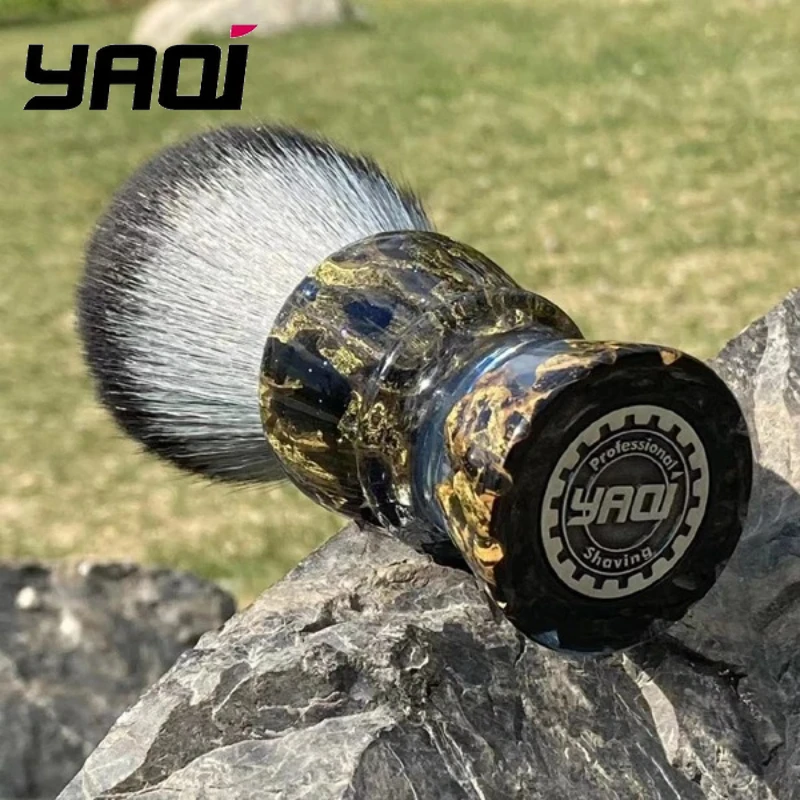 

YAQI ROCKS 28 мм синтетические волосы, ручка из смолы, мужская щетка для влажного бритья, профессиональная парикмахерская, инструмент для чистки лица, аксессуары для бритья