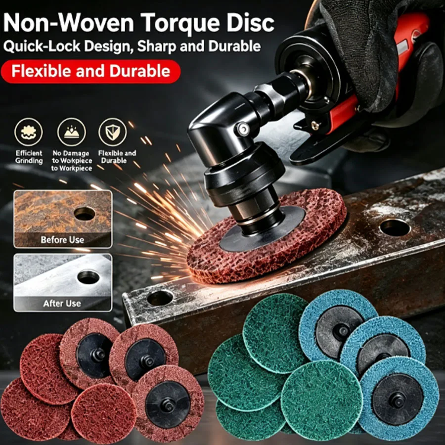Inch Non‑Woven Torque Disc 50mm Quick‑Lock Nylon Polishing Sanding Disc for Metal Weld Rust Removal