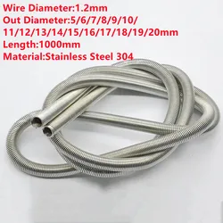 1PCS,Stainless Steel Thin Long Flexible Tube Extension Spring,1.2 mm Wire Dia*5/6/7/8/9/10/12/13/14/15/16/18/20mm Out Dia*1000mm