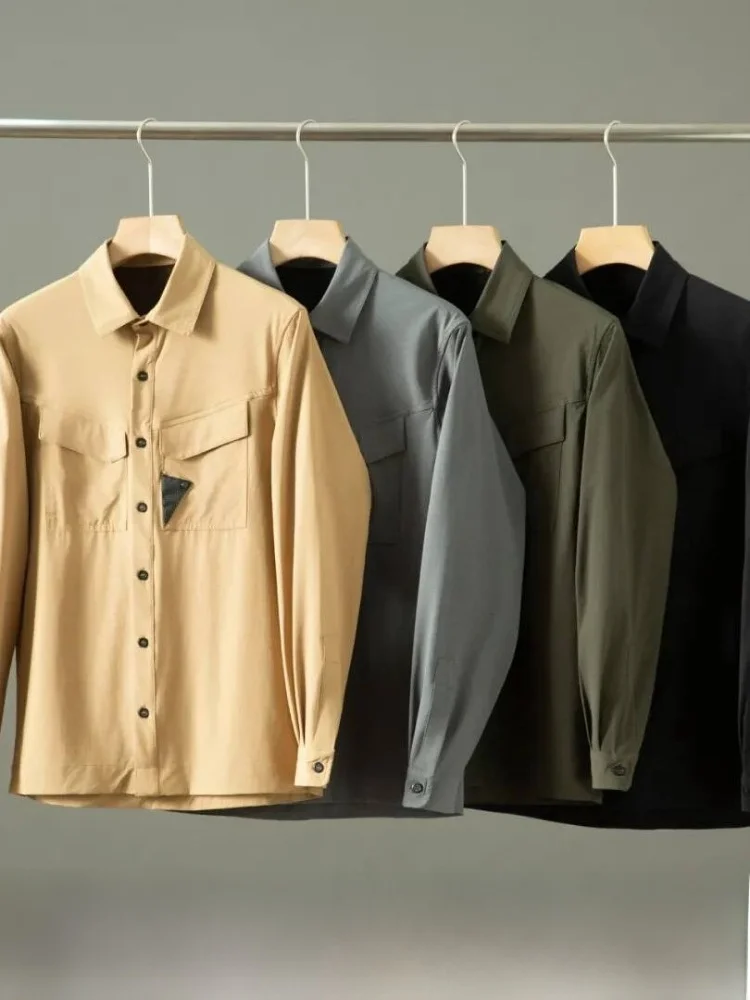 

3D Tailored Long Sleeve Men's Shirt Outdoor Breathable Quick Dry Wear Resistant Spring Summer Casual Style Nylon Fabric