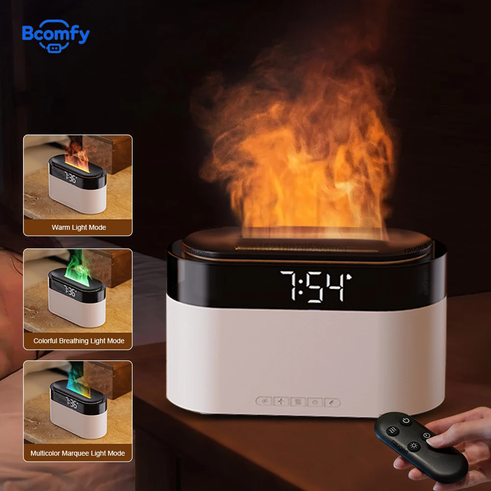 

Увлажнитель воздуха, аромадиффузор, диффузор эфирного масла пламени для дома, спальни, диффузор аромата с будильником, пульт дистанционного управления