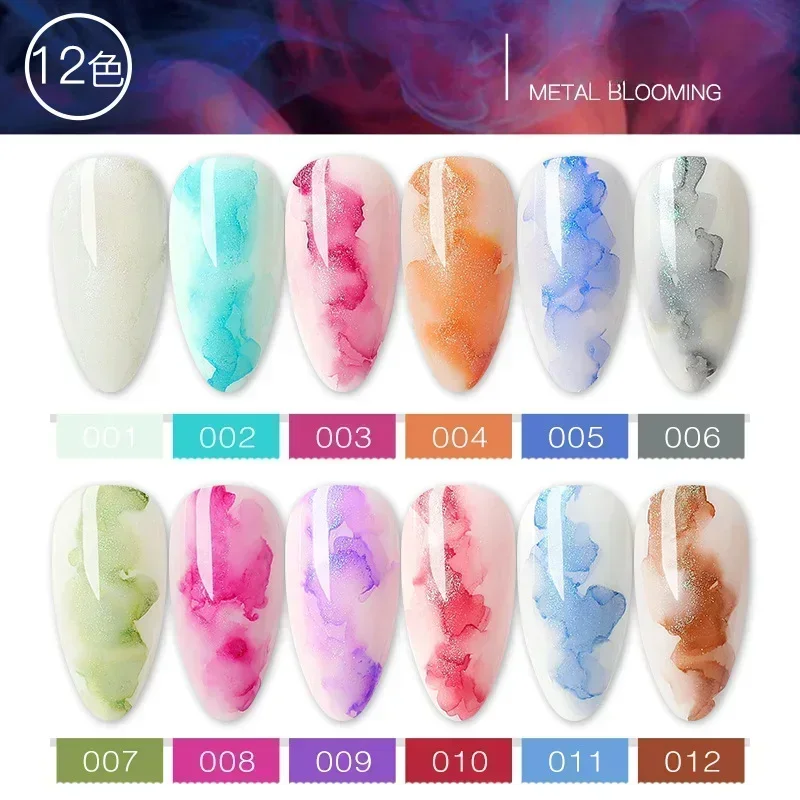 

Metal Watercolor Blooming Nail Polish Ink Nails Art Design Natural Dry Gradient Ink Marble Painting Gel Nail Varnish Decoration