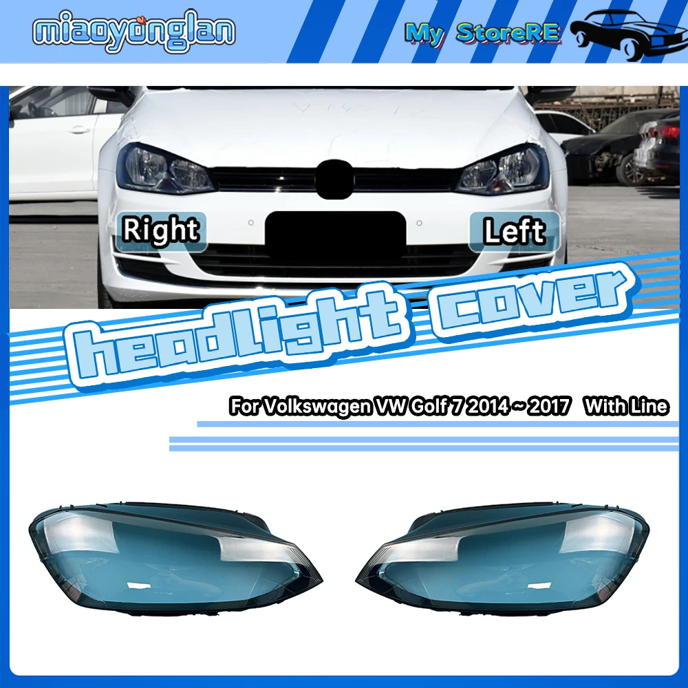 

For Volkswagen VW Golf 7 2014 2015 2016 2017 With Line Car Front Headlight Lens Cover Auto Case Headlamp Glass Lampshade