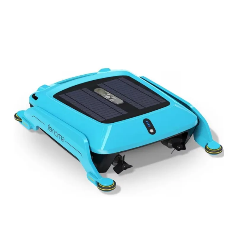 Solar-Powered Robotic Pool Skimmer With Filter Basket 200㎡ Surface Cleaner Usb & Solar Charging,Remote Control for Swimming Pool