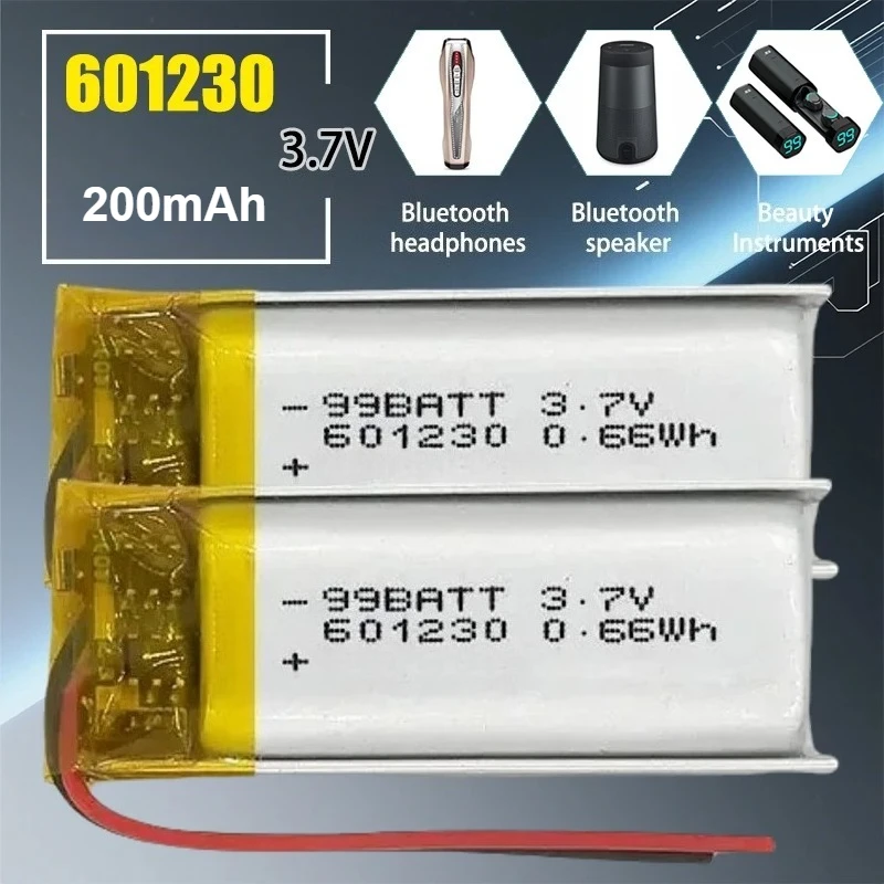 3,7 V 601230 200 mAh Lipo-Akku 601230 Polymer-Li-Ionen-Akkus für LED-Licht Smart Recorder Handventilator Taschenlampe Maus
