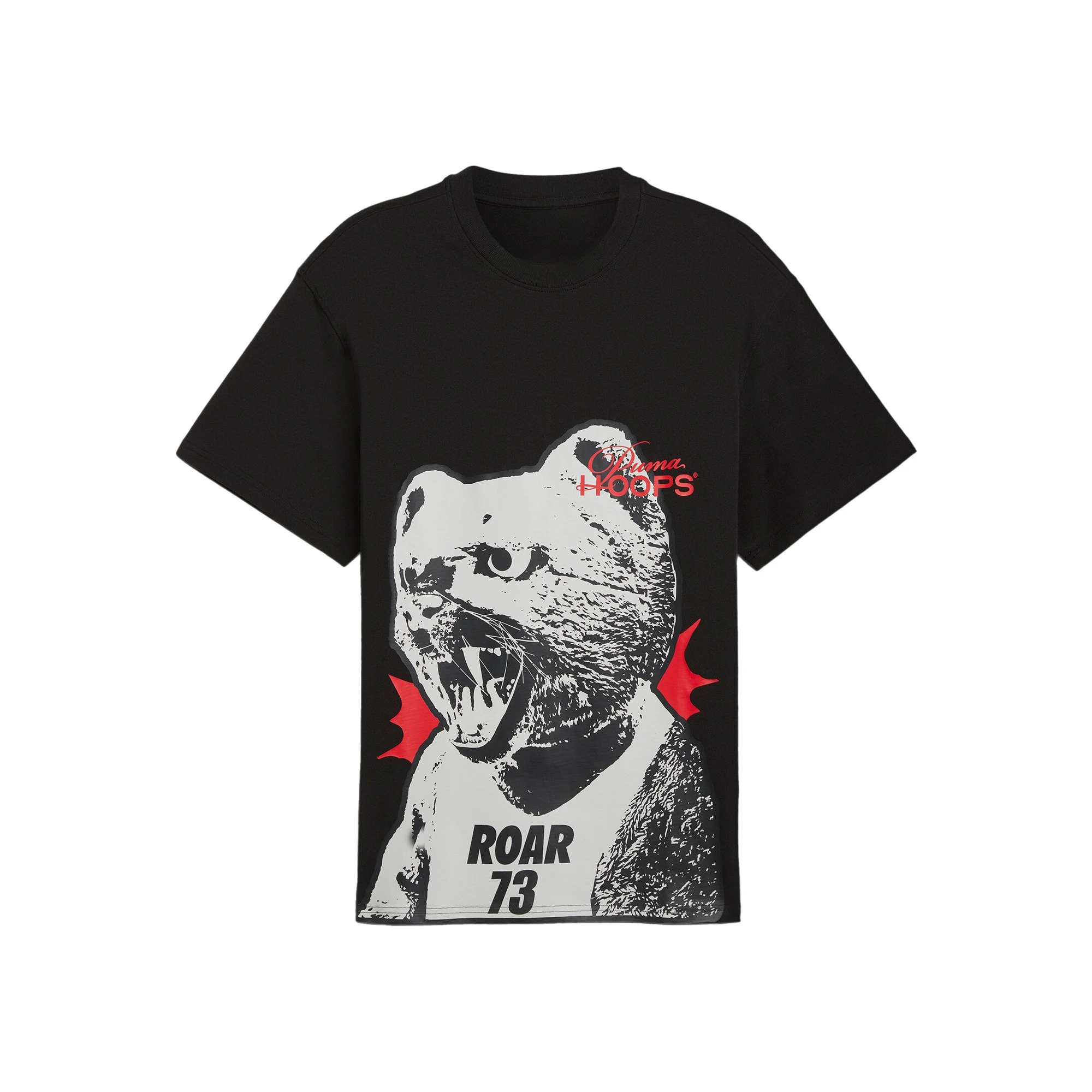 

PU M A Puma Men's Color Contrast Roar Puma Print Silhouette Basketball Sports Short Sleeve T-shirt HE CAN 628935