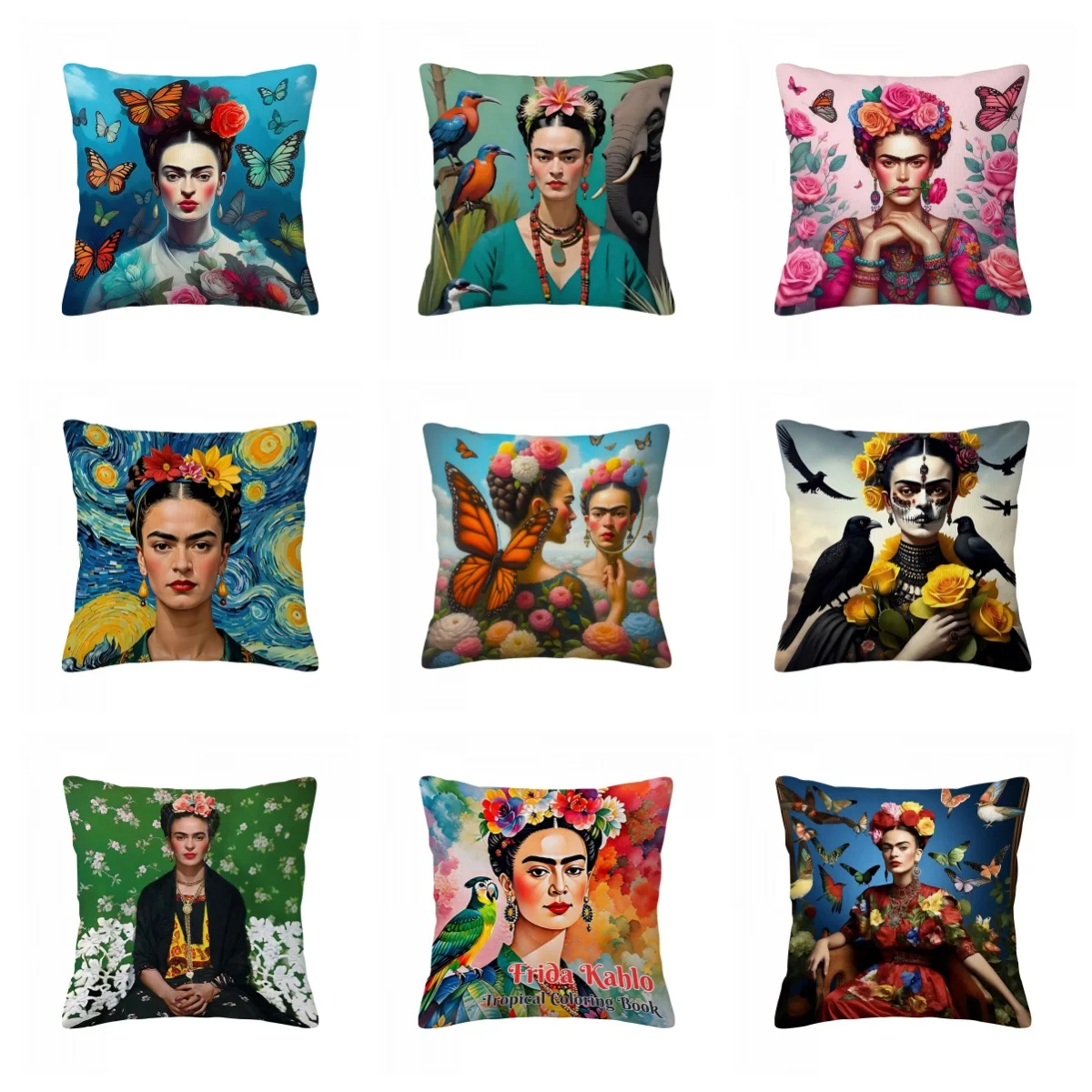 Capa de Almofada para Sala de Estar, 1 unidade, Tema Amante de Arte, Poliéster com Impressão Dupla Face 2D, Almofada Frida Kahlo, Presente Perfeito para Amantes de Arte Mexicana e Carros