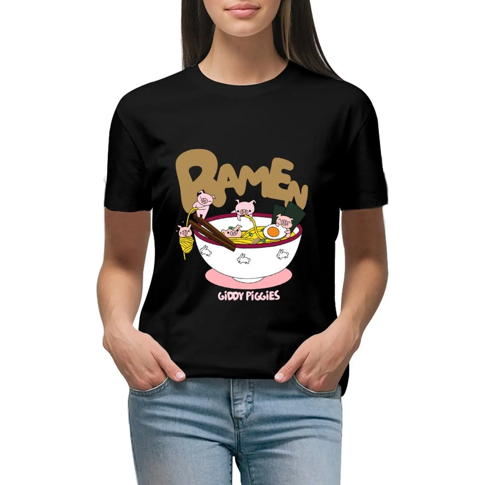 

Giddy Piggies Ramen Time T-shirt kawaii clothes female aesthetic clothes t shirts for Women