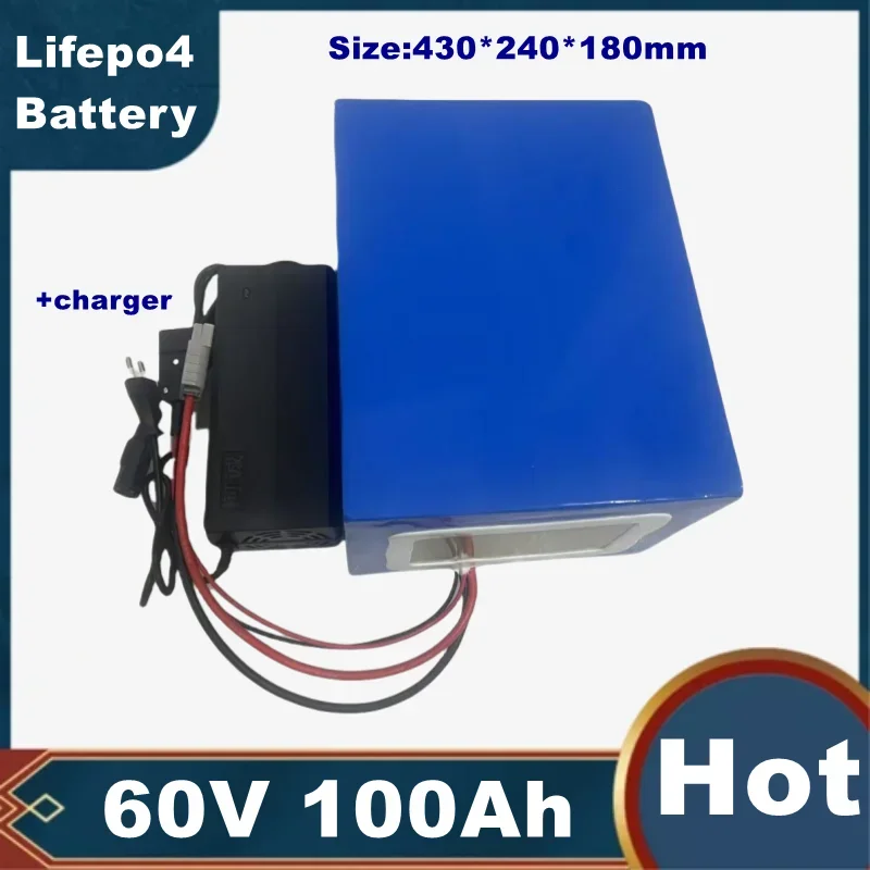 

60V 100AH LIFEPo4 Battery with BMS for 3500W 6000W Scooter AGV Demo Go Cart Skateboard Bicycle + 10A Charger - Popular Sale
