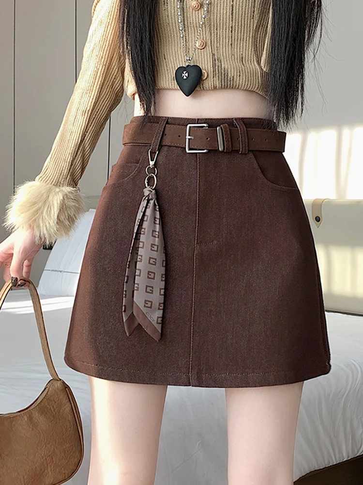 Jupe trapèze taille haute pour femme, style coréen, nouvelle collection automne-hiver, jupe moulante, jupe amincissante, Ciwalk