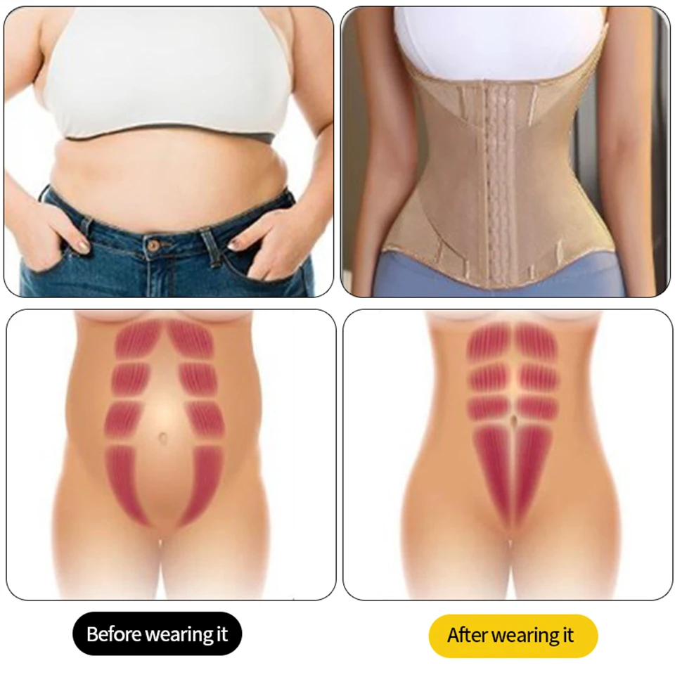 Becirzet Shapewear U-förmiger Taillentrainer Korsett für Damen, Hochkompressions-Body-Reduzierer, Brustlift, Stahlknochen-Taillentrainer – Detail 7