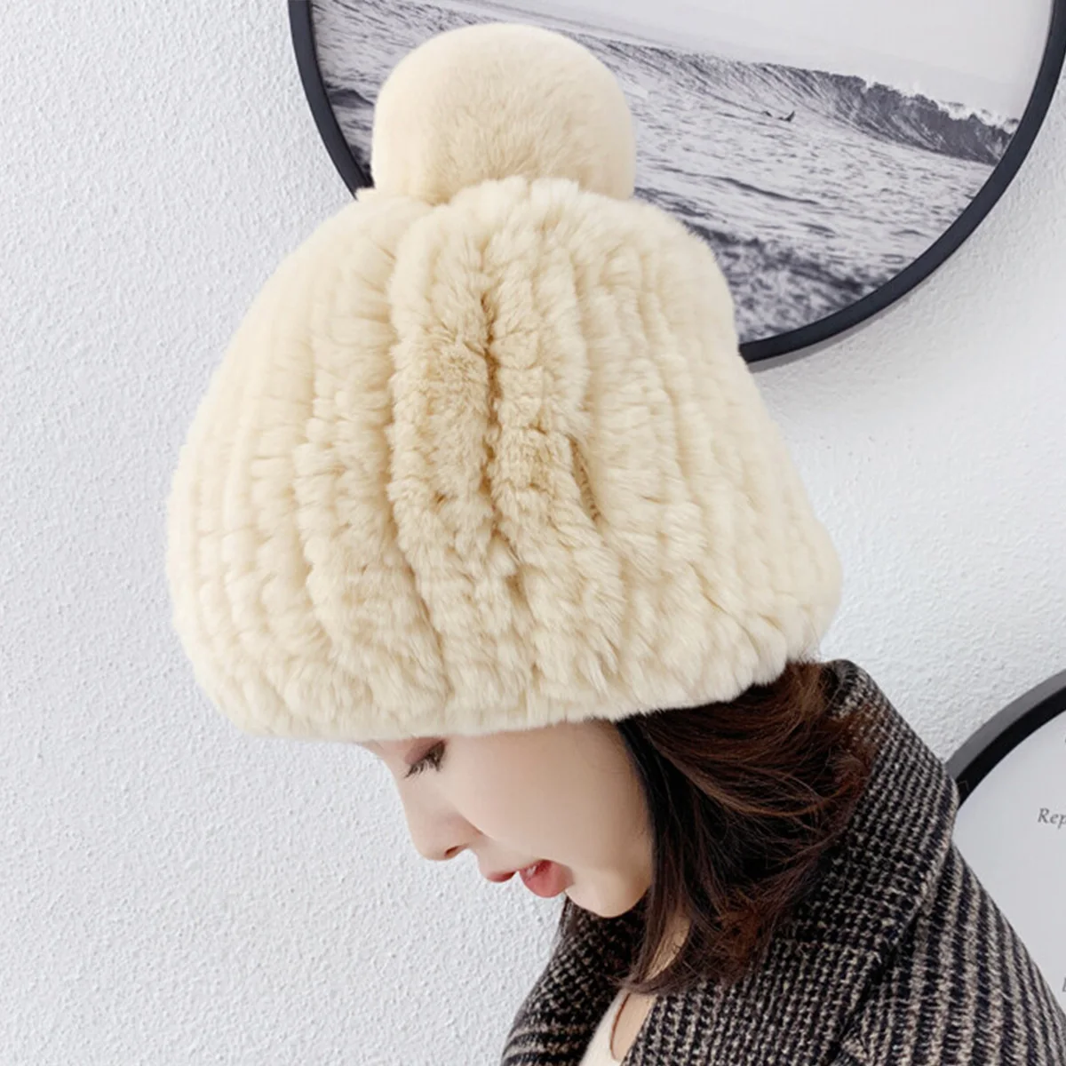 Natural Fox And Rabbit Fur Earflap Hat Russia Winter Accessories Warm Genuine Rabbit Fur Bomber Hats FEIMANYUAN