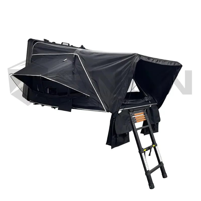 SNDN 4x4 Large Space Black Camping Waterproof Aluminum High Quality Foldout Hard Shell Rooftop Tent Roof Rack Top Tent