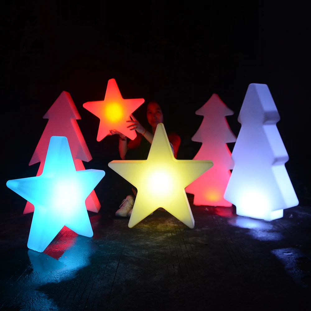 Wireless holiday Christmas decorative outdoor led star tree ball standing lighting LED Event Luminous Outdoor Led Christmas Tree