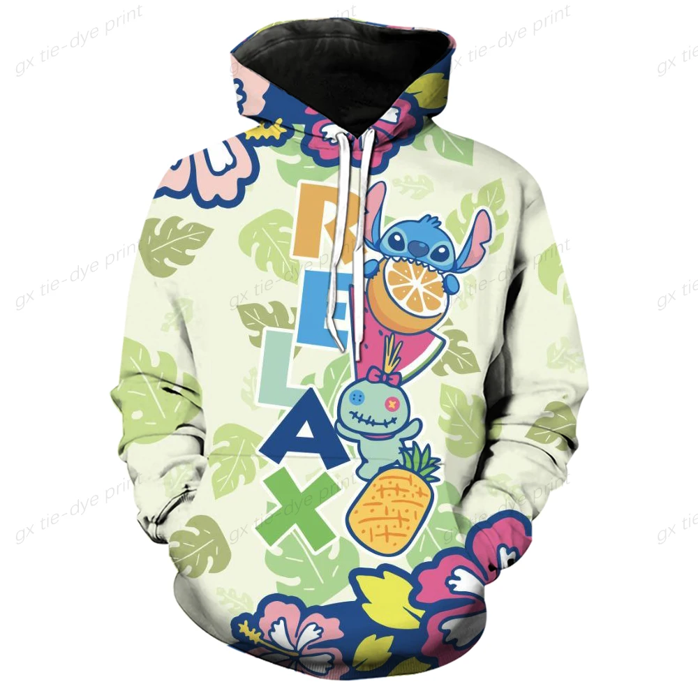 2024 Disney Hoodie Fashion Stitch Angel Monster Pocket Sweatshirt Pullover Cute hoodies girls Women's Sweatshirt Cartoon Top y2k