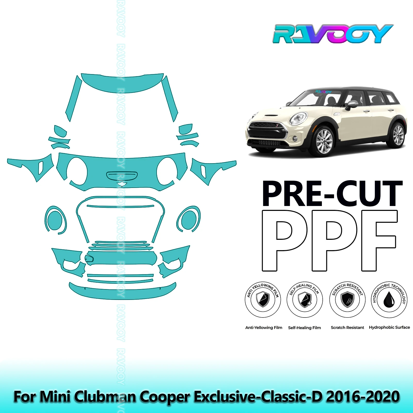 

Передний комплект автомобиля, прозрачный бюстгальтер, предварительно вырезанная защитная пленка для краски PPF для Mini Clubman Cooper, Exclusive-Classic-D 2016-2020