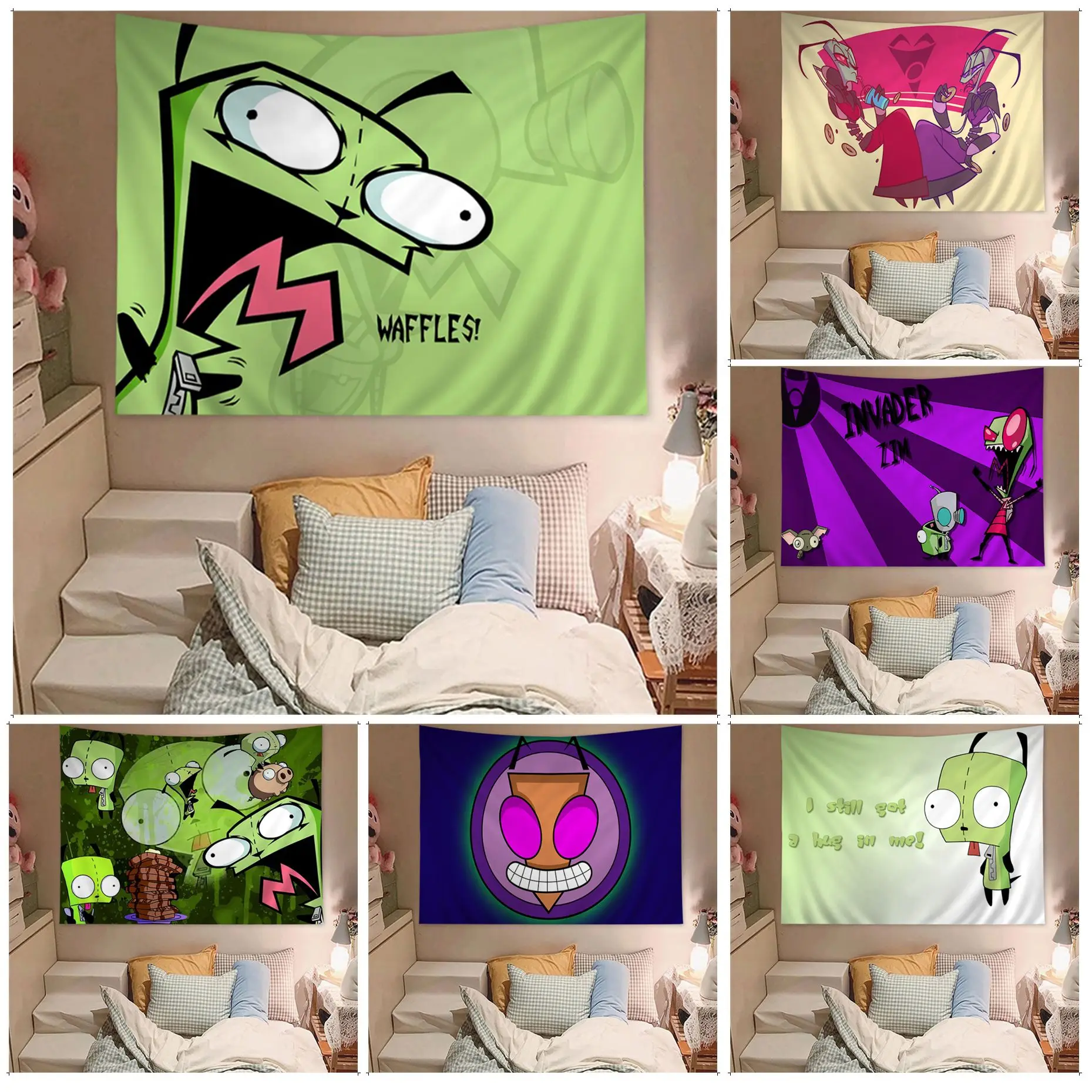 Invader Zim Hippie Wall Hanging Tapestries Japanese Wall Tapestry Anime Home Decor