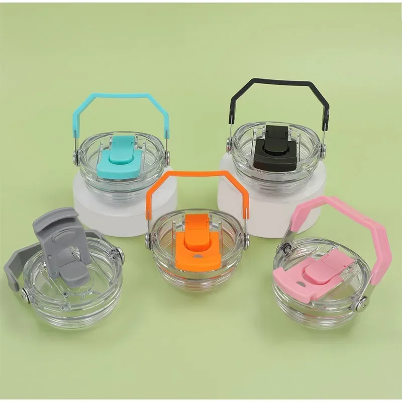 Transparent Plastic Cup Lid With Handle Spill Proof Replaceble Tumbler Flip Straw Lid Sealing Bottle Cover For Stanley 30/40oz