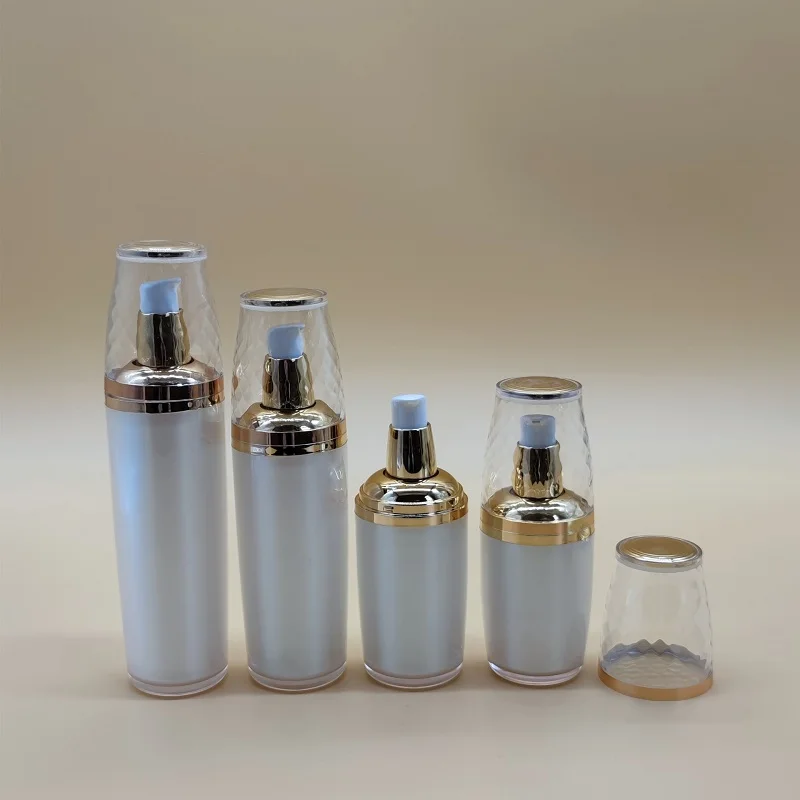 ขวดปั๊มอะคริลิคทรงกลมขนาด 120 มล. สำหรับบรรจุเซรั่ม/โลชั่น/อิมัลชั่น/รองพื้น/เจลโทนเนอร์/เอสเซนส์/มอยส์เจอร์เจล/ผลิตภัณฑ์ดูแลผิว/เครื่องสำอาง