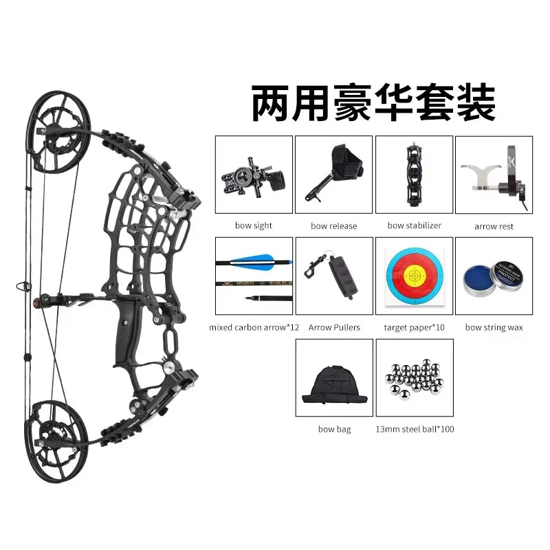 Archery Compound Bow and Arrow Set Steel Ball Arrow Dual Purpose Composite Pulley Bow Outdoor Hunting Fishing Shooting Equipment view 2