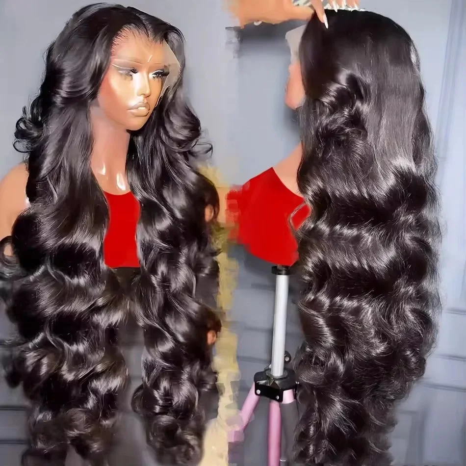 250 Density 100% Human Hair 13x4 13x6 Body Wave HD Lace Frontal Wig 40 46 Inch 360 Full HD Lace Front Wigs Loose Natural Black