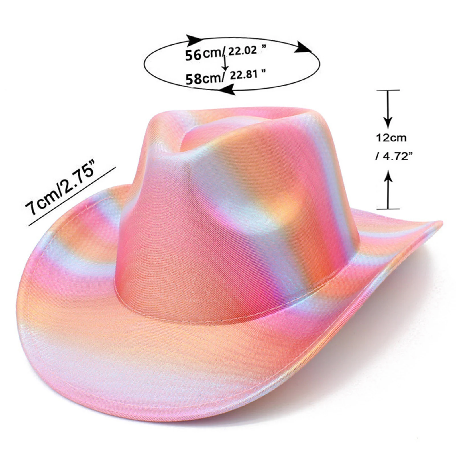 Unisex Cowboy Hats Metallic Striped Disco Party Hats Womens Mens Wide Brim Jazz Dance Hat Birthday Raves Stage Performance Cap